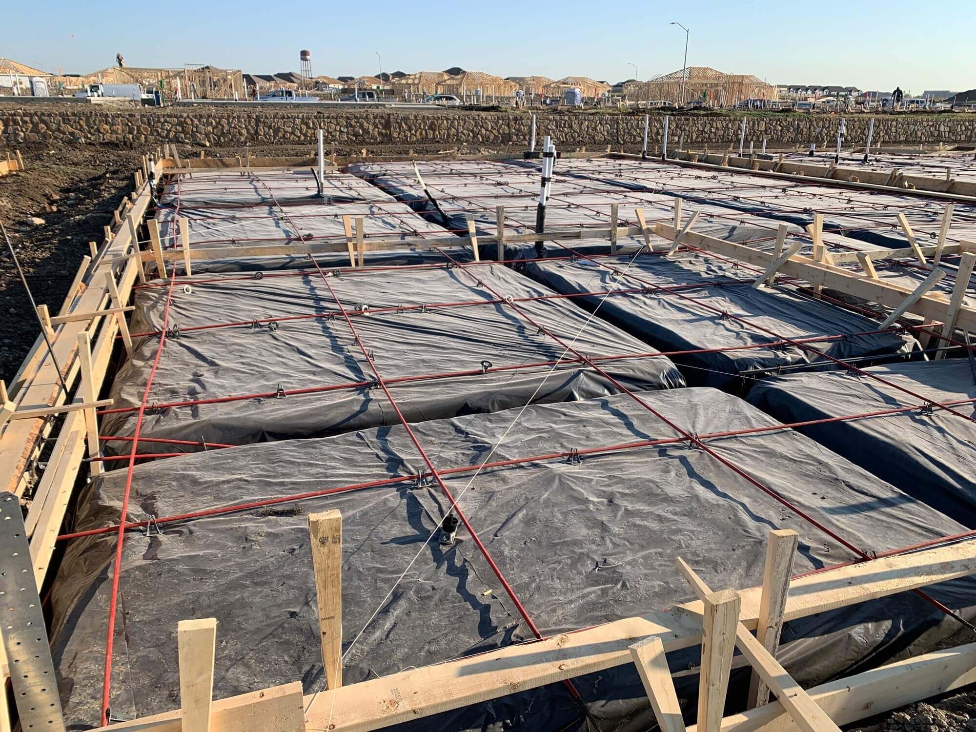 Foundation forms before the concrete pour