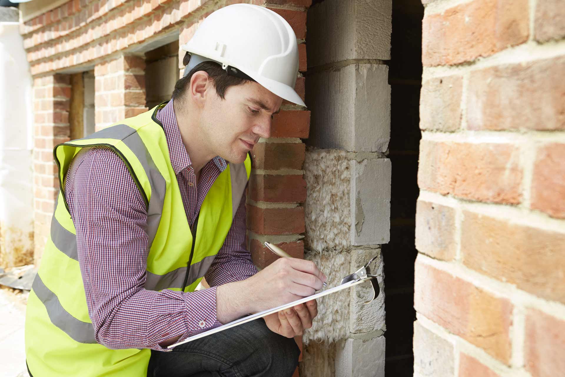 Inspector documenting construction details